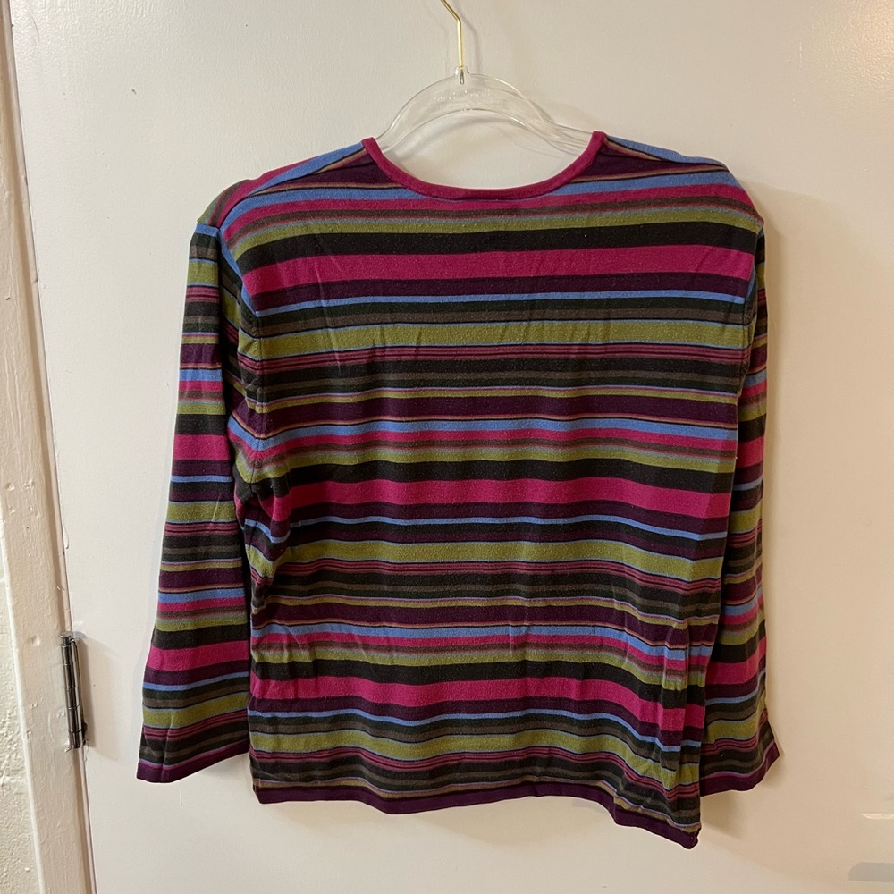 Talbots Long Sleeve Vneck Striped Multicolor Womens Top Size XL - Picture 3 of 3